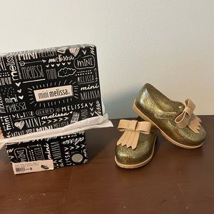 Mini Melissa golden sparkle scented shoes!